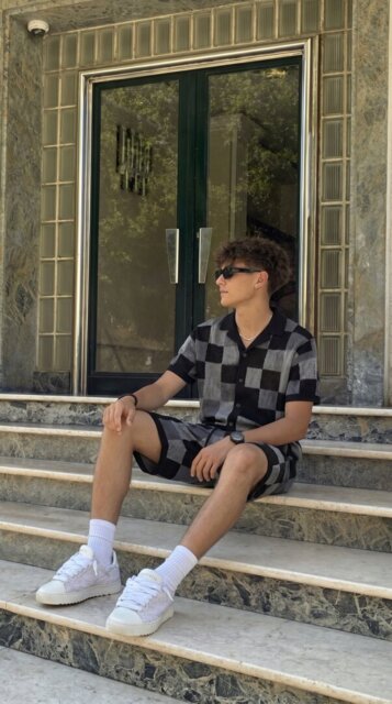 Customer wearing ESSNTL Pixel Set